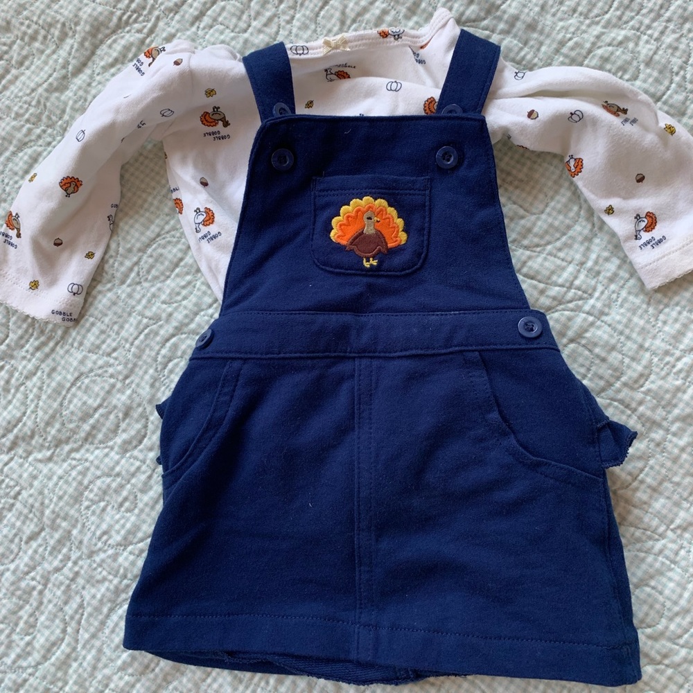 Carters baby girl Thanksgiving turkey dress/onesie